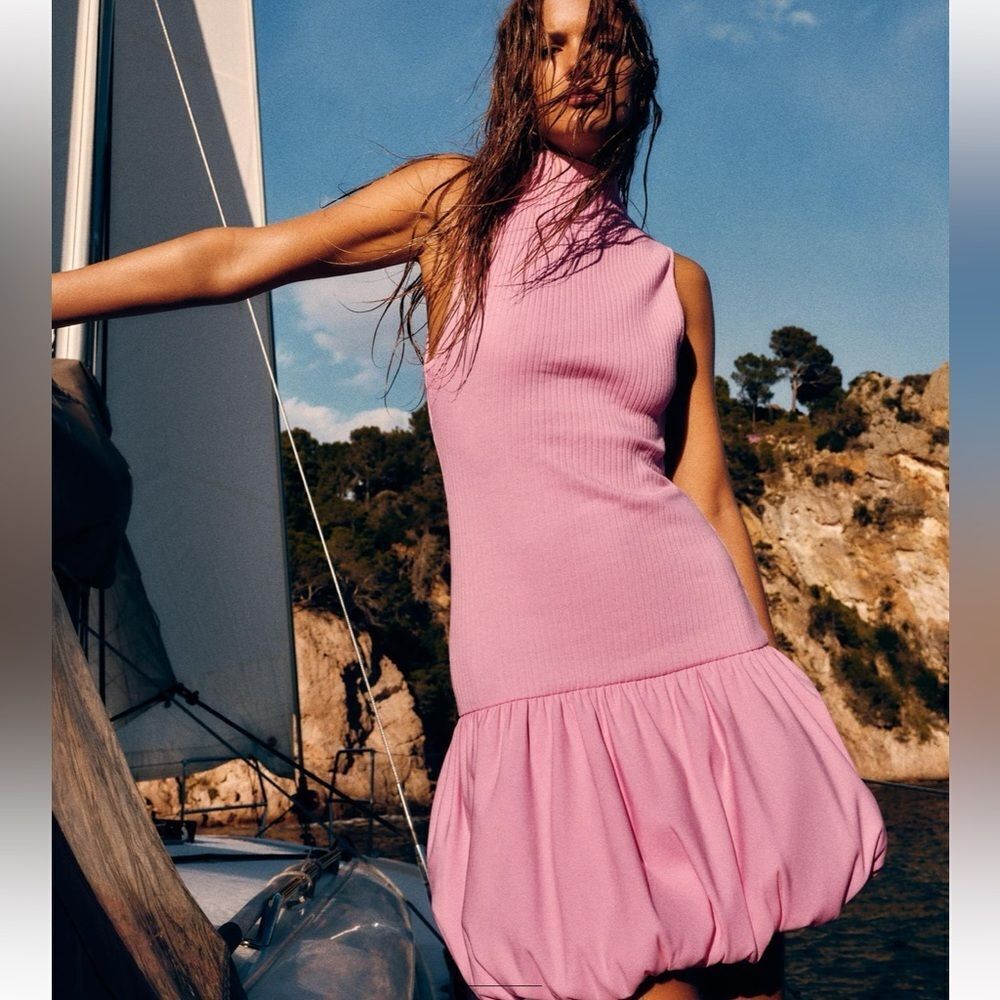 Zara blogger favorite ribbed balloon dress NWT